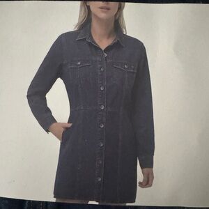 Frye Women's Dark Wash Denim Long-Sleeve Button Front Dress (Sz M)c3